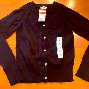 Cat & Jack black crew neck button up super soft sweater NWT
